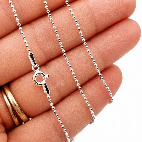 Silver chain necklace ball - silver,