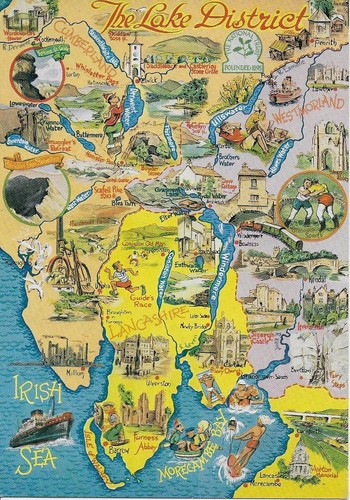 Lake district map postcard - district,