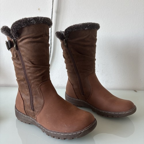 Pavers brown mid calf boots - brown,
