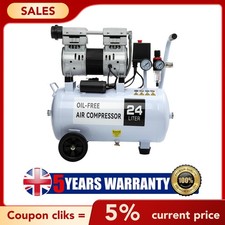 24 Litre Air Compressor 1HP UK 80 L/min 9.6 CFM For Inflator & Air Tools 1600 PR