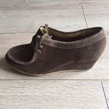 Clarks Originals Women's Brown Suede Wedge Sole Lace Up Shoe Size 5 EU 38