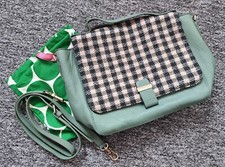 Boden green genuine leather with tweed bag, NEW!