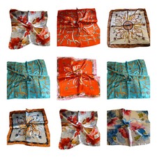 WHOLESALE JOBLOT of 50x SILK SATIN FEEL LADIES SQUARE SCARF ANIMAL SPOTS STRIPES