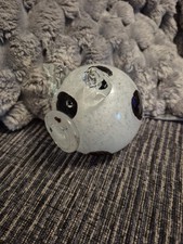 Hand Blown White & Black  PIG Figurine Art Glass Approx 5 in tall 6 in long