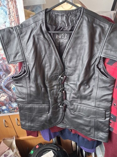 Mens leather biker gilet - biker,