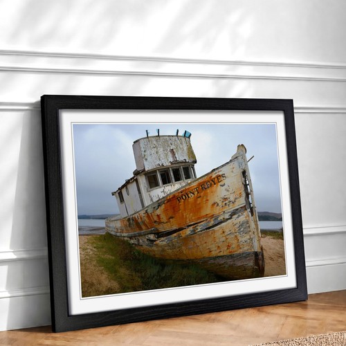 Ship wreck beach framed - ship, on