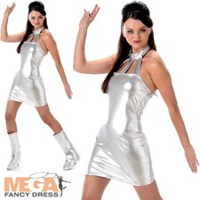 Secret Agent Ladies Fancy Dress Austin Powers 1960s Womens Adults Space Costume