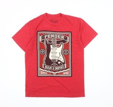 Fender Men's Red Music T-Shirt M Graphic Logo