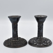 Pair Of Solid Silver Candlesticks Victorian Style 1980