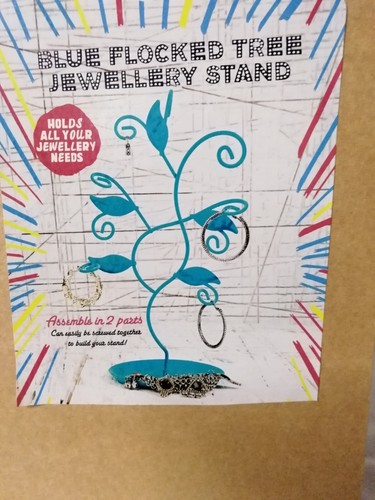 Blue flocked jewellery display - flocked,