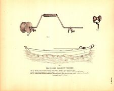 HURDY-GURDY, DORY, BOAT, FRESH HALIBUT FISHERY Antique original engraving 1887