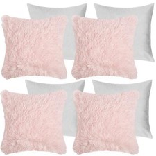 OHS Fluffy Cushion Covers 2 Pack Soft Fleece Square Pillowcases Home Decor
