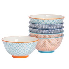 6x Hand-Printed Cereal Bowls