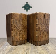 1930s Art Deco matching Walnut bedside cabinets/tables **Refinished on order*