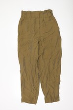 Zara Women’s Brown Linen Paperbag Trousers Size 12 High Waist