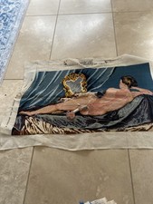 Unfinished French tapestry Margot Paris . Nude, Venus with mirror, nude lady