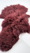 Burgundy Sheepskin Hide – Mongolian Curly Wool, Craft Collar Cuff Material
