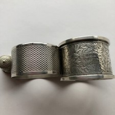 2 Antique/Vintage Hallmarked Silver/EPNS Napkin Rings/Thimble/Chain