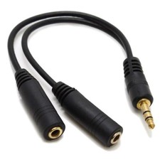 3.5mm Y Splitter 1 Jack Male to 2 Female Headphone Mic Audio Adapter Cable