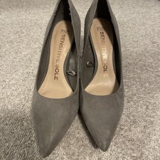 F&F Sensitive Sole Grey Faux Suede High Heel Pointy Toe Size 5