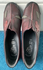 FLY FLOT Anatomic Comfort Burgundy&Black Flower Detail Leather Shoes Sz 41 NEW