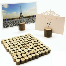 30/80Pcs Wooden Place Card Holder Number Name Menu Stand Wedding Table Decor
