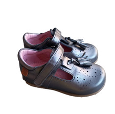 Bo-Bell Toddler Girl's Shiny Anthracite Leather T-Bar Shoes, Size 5 UK
