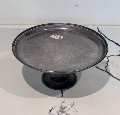 Black round metal cake stand - black,