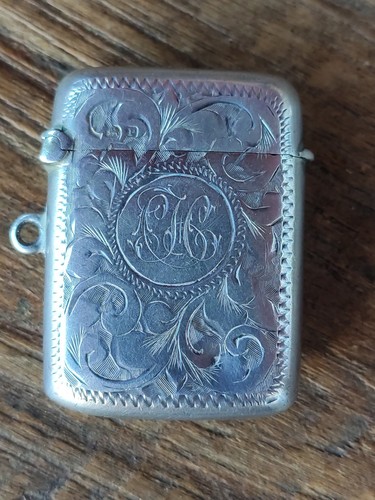Antique vesta silver match - vesta,