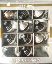 Christopher Radko Shiny Brite Glass Baubles: Black Silver Striped USA
