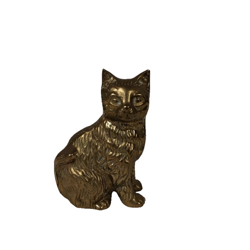 Vintage brass cat figurine - vintage,