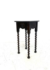 Antique Early 20th Century Rustic Oak Barley Twist Plant Stand Lamp Side Table