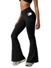 Women High Waist Yoga Flare Pants Bootcut Wide Leg Leggings Fitness Trousers Gym