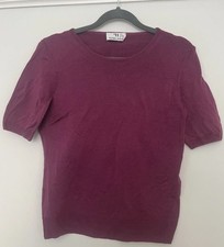 Peter Hahn Maroon/ Purple Short Sleeved Top Pure New Wool