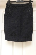 ZARA Ladies Black Pencil Skirt with Faux Leather Detail - Size XS EUR