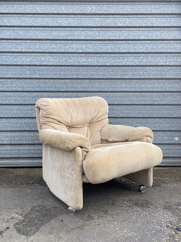 Vintage corduroy armchair mid - armchair,