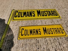 2 X Colmans Mustard Kitchenalia Retro Vintage Food Enamel Advertising Sign
