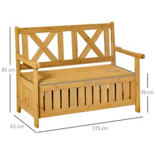 Bench Wood Storage Garden Patio Outdoor Seating
