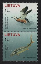 Steller's eider Bird Duck European sea sturgeon Fish Lithuania 2006 MNH