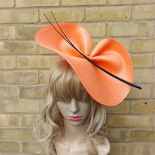 Orange black fascinator - orange,