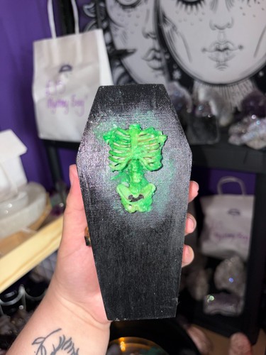 Wooden coffin tinket box with - wooden,