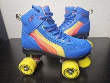 Vintage Blue & Yellow Rio Roller SFR Roller Skates Womans Uk4 Retro Roller Derby