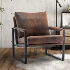 Faux Leather Suede Brown Graziana Accent Microfibre Chair