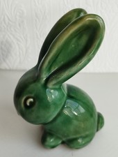 VINTAGE c1930's BOURNE DENBY DANESBY WARE STONEWARE SNUB NOSE GREEN RABBIT 4¾ In
