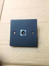 Volex TV Socket Black Insert Matt Black Flat Plate