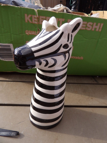 Vintage zebra head - , vase