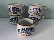Vintage Ceramic Chicken Oxtail Minestrone Soup Mug Cup Bowl Handle 1970s bundle