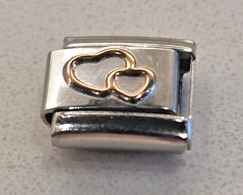 Gold double heart - double, italian
