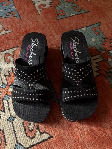 Skechers black wedge - skechers,
