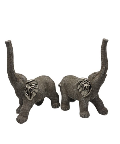 Pair silver grey elephant - silver,